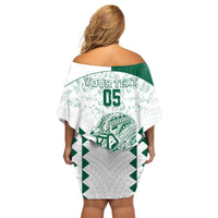 Custom Hawaii Football Off Shoulder Short Dress Rainbow Warriors Kakau Pattern LT05 - Polynesian Pride
