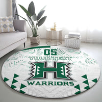 Custom Hawaii Football Round Carpet Rainbow Warriors Kakau Pattern LT05 - Polynesian Pride