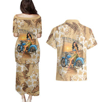 Aloha Hawaii Biker Couples Matching Puletasi and Hawaiian Shirt Ride To Paradise LT05 - Polynesian Pride