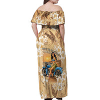 Aloha Hawaii Biker Off Shoulder Maxi Dress Ride To Paradise LT05 - Polynesian Pride