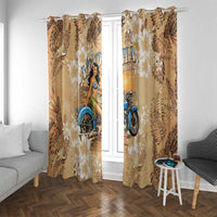 Aloha Hawaii Biker Window Curtain Ride To Paradise LT05 With Grommets Beige - Polynesian Pride
