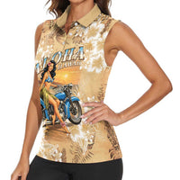 Aloha Hawaii Biker Women Sleeveless Polo Shirt Ride To Paradise LT05 - Polynesian Pride