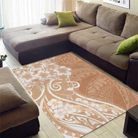 Polynesian Women's Day Area Rug Brown Hibiscus Flowers With Polynesian Pattern