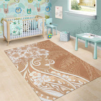 Polynesian Women's Day Area Rug Brown Hibiscus Flowers With Polynesian Pattern