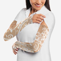 Polynesian Women's Day Arm Sleeves Brown Hibiscus Flowers With Polynesian Pattern LT05 - Polynesian Pride