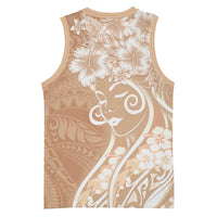Polynesian Women's Day Basketball Jersey Brown Hibiscus Flowers With Polynesian Pattern LT05 - Polynesian Pride