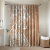 Polynesian Women's Day Bathroom Set Brown Hibiscus Flowers With Polynesian Pattern LT05 Shower Curtain Only Brown - Polynesian Pride