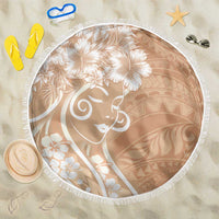 Polynesian Women's Day Beach Blanket Brown Hibiscus Flowers With Polynesian Pattern LT05 One Size 150cm Brown - Polynesian Pride