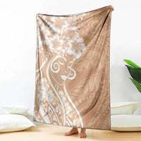 Polynesian Women's Day Blanket Brown Hibiscus Flowers With Polynesian Pattern LT05 - Polynesian Pride