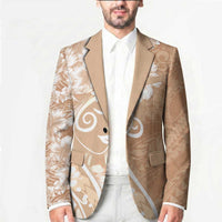 Polynesian Women's Day Blazer Brown Hibiscus Flowers With Polynesian Pattern LT05 - Polynesian Pride