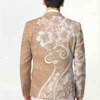 Polynesian Women's Day Blazer Brown Hibiscus Flowers With Polynesian Pattern LT05 - Polynesian Pride