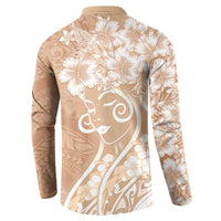 Polynesian Women's Day Button Sweatshirt Brown Hibiscus Flowers With Polynesian Pattern LT05 - Polynesian Pride