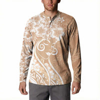 Polynesian Women's Day Button Sweatshirt Brown Hibiscus Flowers With Polynesian Pattern LT05 - Polynesian Pride