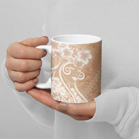 Polynesian Women's Day Ceramic Mug Brown Hibiscus Flowers With Polynesian Pattern LT05 - Polynesian Pride