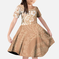 Polynesian Women's Day Family Matching Mermaid Dress and Hawaiian Shirt Brown Hibiscus Flowers With Polynesian Pattern