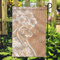 Polynesian Women's Day Garden Flag Brown Hibiscus Flowers With Polynesian Pattern LT05 Garden Flag Brown - Polynesian Pride