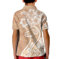Polynesian Women's Day Kid Polo Shirt Brown Hibiscus Flowers With Polynesian Pattern LT05 - Polynesian Pride