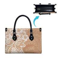 Polynesian Women's Day Leather Bag Brown Hibiscus Flowers With Polynesian Pattern LT05 - Polynesian Pride