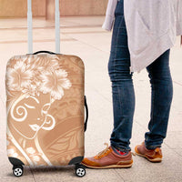 Polynesian Women's Day Luggage Cover Brown Hibiscus Flowers With Polynesian Pattern LT05 Brown - Polynesian Pride
