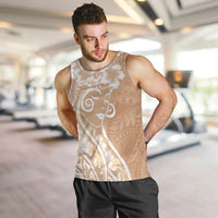Polynesian Women's Day Men Tank Top Brown Hibiscus Flowers With Polynesian Pattern LT05 Brown - Polynesian Pride