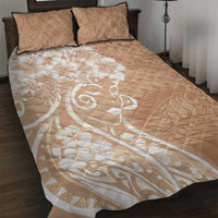 Polynesian Women's Day Quilt Bed Set Brown Hibiscus Flowers With Polynesian Pattern LT05 Brown - Polynesian Pride