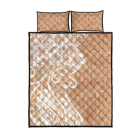 Polynesian Women's Day Quilt Bed Set Brown Hibiscus Flowers With Polynesian Pattern LT05 - Polynesian Pride