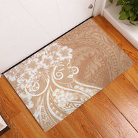 Polynesian Women's Day Rubber Doormat Brown Hibiscus Flowers With Polynesian Pattern LT05 - Polynesian Pride