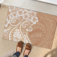 Polynesian Women's Day Rubber Doormat Brown Hibiscus Flowers With Polynesian Pattern LT05 - Polynesian Pride