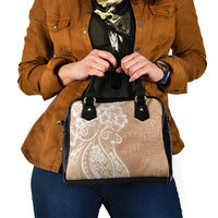 Polynesian Women's Day Shoulder Handbag Brown Hibiscus Flowers With Polynesian Pattern LT05 - Polynesian Pride