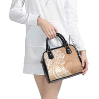 Polynesian Women's Day Shoulder Handbag Brown Hibiscus Flowers With Polynesian Pattern LT05 - Polynesian Pride
