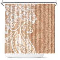 Polynesian Women's Day Shower Curtain Brown Hibiscus Flowers With Polynesian Pattern LT05 Brown - Polynesian Pride