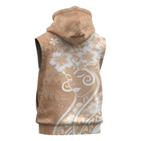 Polynesian Women's Day Sleeveless Zip Hoodie Brown Hibiscus Flowers With Polynesian Pattern LT05 - Polynesian Pride