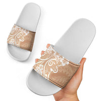 Polynesian Women's Day Slide Sandals Brown Hibiscus Flowers With Polynesian Pattern LT05 - Polynesian Pride