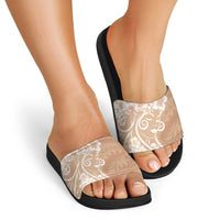 Polynesian Women's Day Slide Sandals Brown Hibiscus Flowers With Polynesian Pattern LT05 - Polynesian Pride