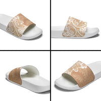 Polynesian Women's Day Slide Sandals Brown Hibiscus Flowers With Polynesian Pattern LT05 - Polynesian Pride