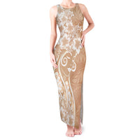 Polynesian Women's Day Tank Maxi Dress Brown Hibiscus Flowers With Polynesian Pattern LT05 Women Brown - Polynesian Pride