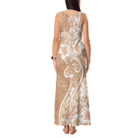 Polynesian Women's Day Tank Maxi Dress Brown Hibiscus Flowers With Polynesian Pattern LT05 - Polynesian Pride