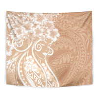 Polynesian Women's Day Tapestry Brown Hibiscus Flowers With Polynesian Pattern LT05 - Polynesian Pride