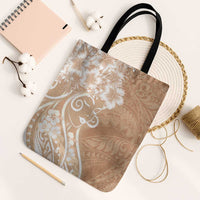 Polynesian Women's Day Tote Bag Brown Hibiscus Flowers With Polynesian Pattern LT05 Black Strap One Size Brown - Polynesian Pride