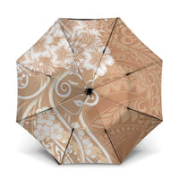 Polynesian Women's Day Umbrella Brown Hibiscus Flowers With Polynesian Pattern LT05 One Size Folded 11.42 inch Opened Diameter 37.4 inch Brown - Polynesian Pride