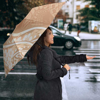 Polynesian Women's Day Umbrella Brown Hibiscus Flowers With Polynesian Pattern LT05 - Polynesian Pride