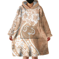Polynesian Women's Day Wearable Blanket Hoodie Brown Hibiscus Flowers With Polynesian Pattern LT05 - Polynesian Pride
