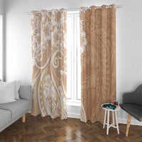 Polynesian Women's Day Window Curtain Brown Hibiscus Flowers With Polynesian Pattern LT05 With Grommets Brown - Polynesian Pride