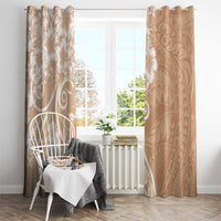 Polynesian Women's Day Window Curtain Brown Hibiscus Flowers With Polynesian Pattern LT05 - Polynesian Pride