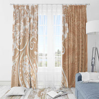 Polynesian Women's Day Window Curtain Brown Hibiscus Flowers With Polynesian Pattern LT05 - Polynesian Pride