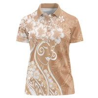 Polynesian Women's Day Women Polo Shirt Brown Hibiscus Flowers With Polynesian Pattern LT05 Female Brown - Polynesian Pride