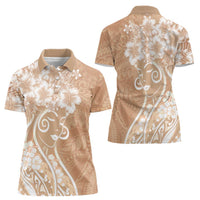 Polynesian Women's Day Women Polo Shirt Brown Hibiscus Flowers With Polynesian Pattern LT05 - Polynesian Pride