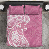 Polynesian Women's Day Bedding Set Pink Hibiscus Flowers With Polynesian Pattern LT05 Pink - Polynesian Pride