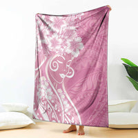 Polynesian Women's Day Blanket Pink Hibiscus Flowers With Polynesian Pattern LT05 - Polynesian Pride