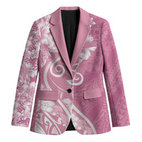 Polynesian Women's Day Blazer Pink Hibiscus Flowers With Polynesian Pattern LT05 Unisex Pink - Polynesian Pride